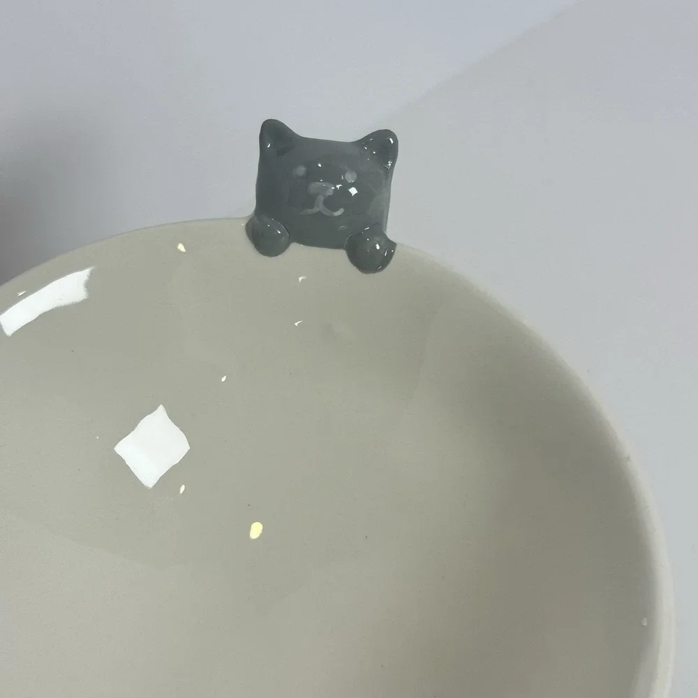 Mellow & Mod Cat Pedestal Bowl Pink Stripe Ceramic Raised Cat Food Dish